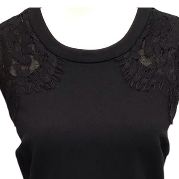 Madewell Minimalist Black Sleeveless Dress Lace Inset Lined Fit and Flare SZ 6 - Picture 4 of 8